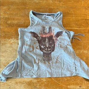 Kids art class, giraffe, tank top with fringe